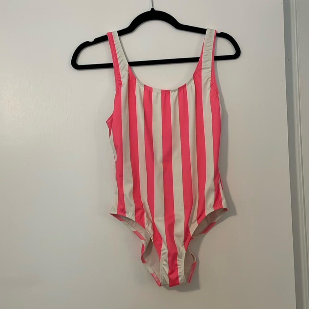 Pink striped one piece swim suit from Solid and Striped